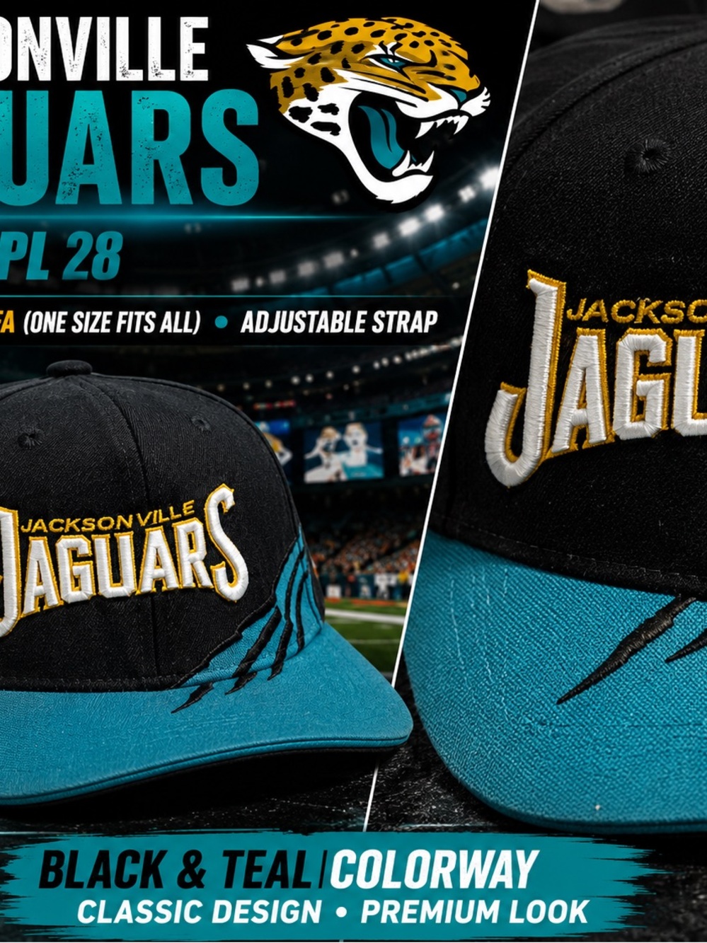 Kids Black & Teal Snapback Hat